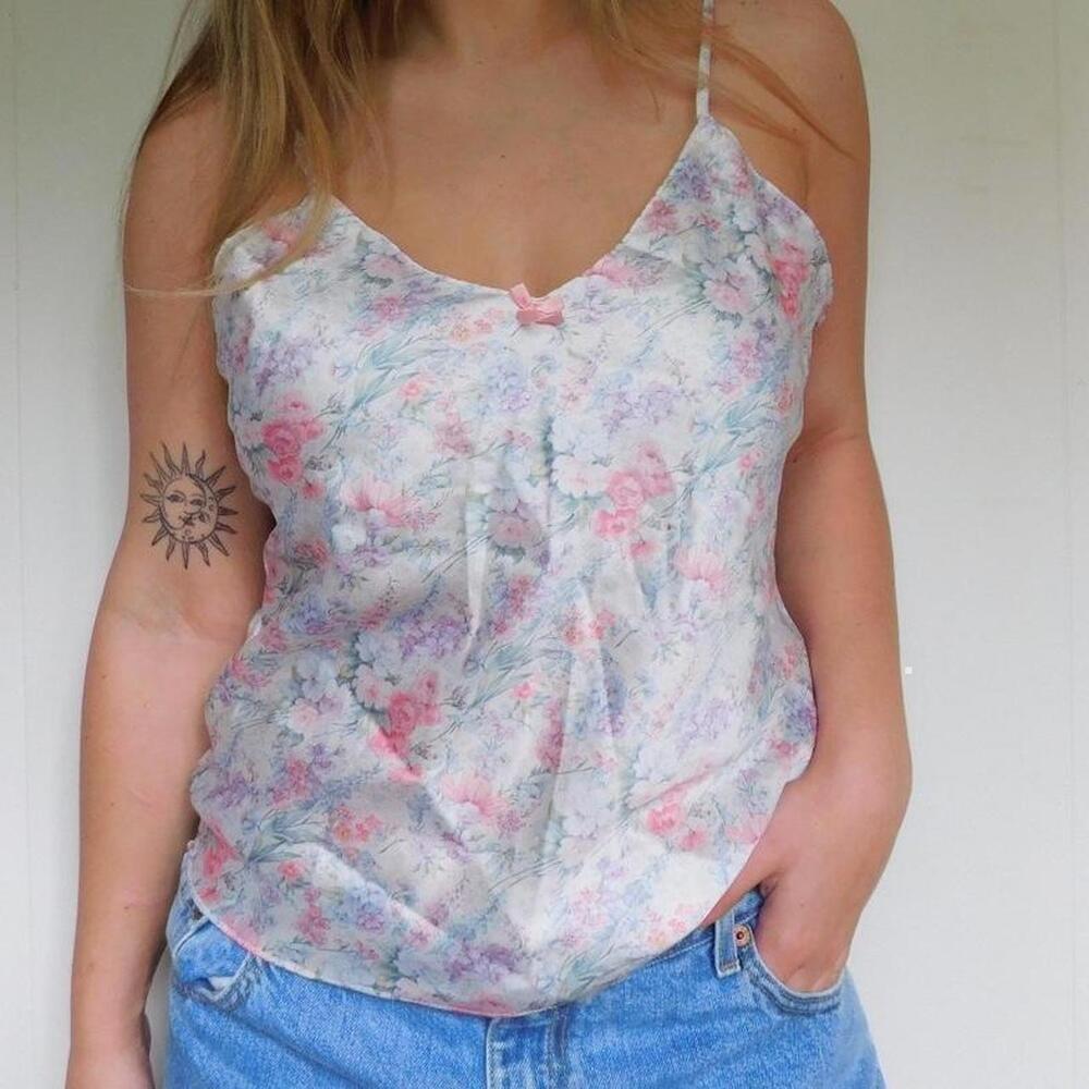 90s Satin Cottagecore Top